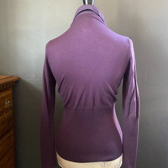 Worthington Women purple knit sweater with attached ruffled blouse insert - Picture 4 of 5